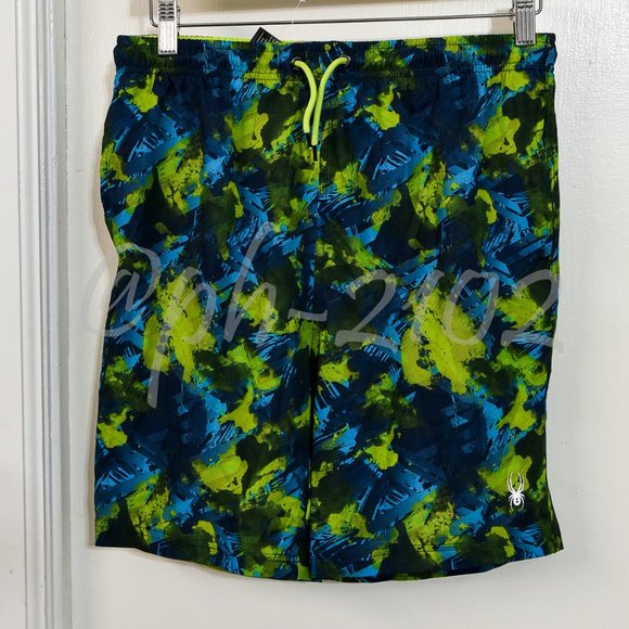 Spyder BOYS Youth 2-piece Swim Set GREEN . - Picture 6 of 14